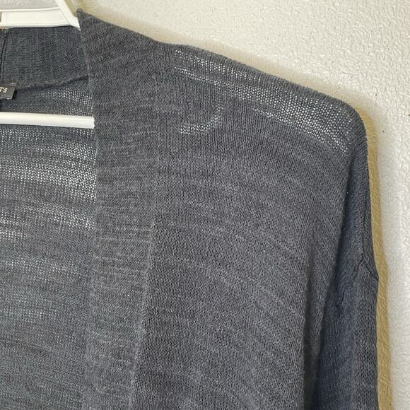 Talbots Open Front Tunic Sweater Cardigan Womens Sz Medium Black Long Sleeve - Picture 2 of 6